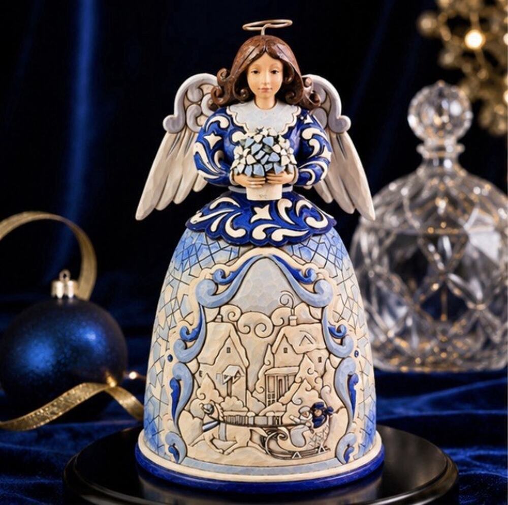 Jim Shore Blessed Be Your Winter Memories Blue Angel Figurine 4025492 Carriage